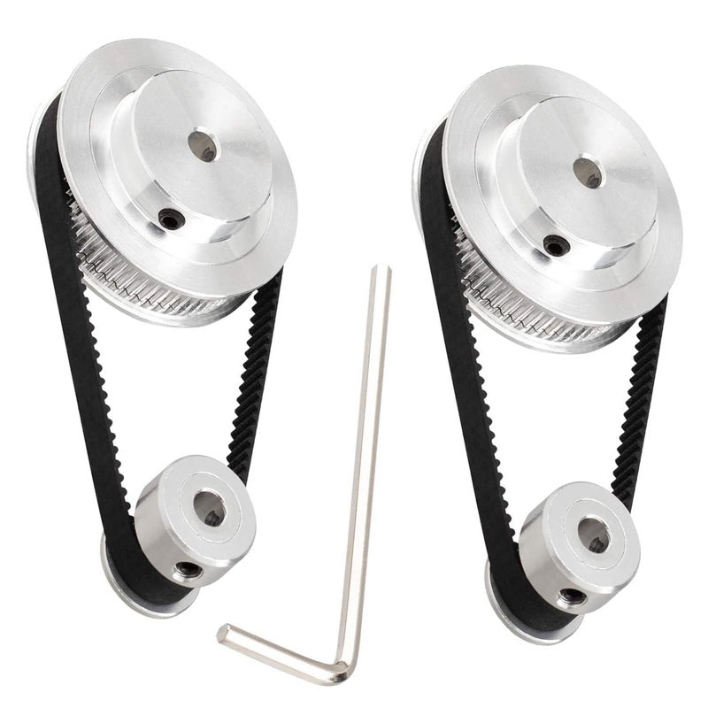 Zeelo 2PCS Set GT2 Synchronous Wheel 20&60 Teeth 10mm Bore Aluminum Timing Pulley with 2PCS Length 200mm Width 6mm Belt (20-60T-10B-6) - Image 1